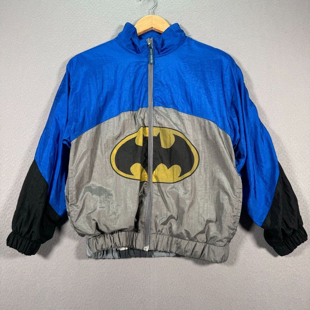 Vintage Bat Man Mighty Characters Windbreaker Jacket Youth Medium 12-14 DC Comic